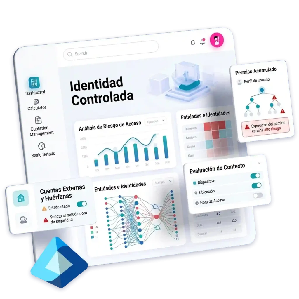 Panel de control de ciberseguridad para la gestión de identidades, análisis de riesgo de acceso y detección de cuentas huérfanas en empresas por Consein.